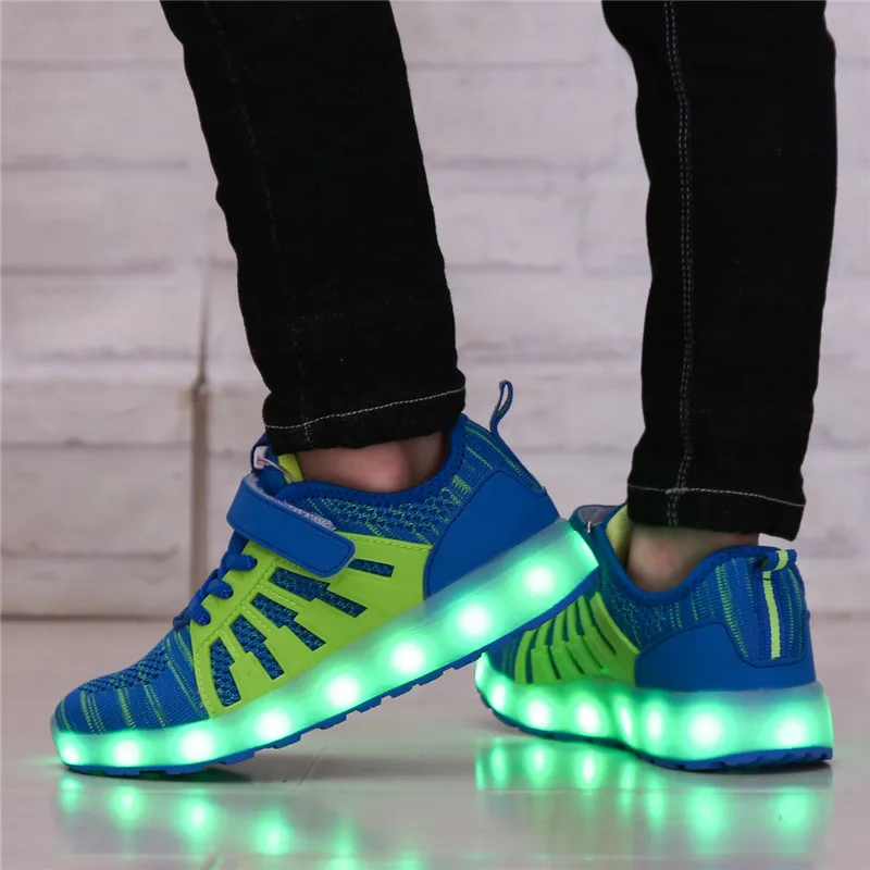 3-18 Years Old Led Shoes Kids Mesh Breathable Luminous Sneakers Children 2019 Spring Kids Shoes