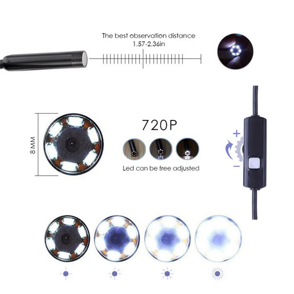 Waterproof WiFi Mobile Phone Endoscope 8mm 8 LED Handheld Borescope Digital Inspektion Camera With USB Adapter