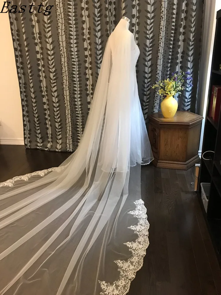 White/Ivory Wedding Cape Veil Bridal Cloak Lace Shawl 108"W x 120" (3 meter) Cathedral Long Wedding Accessories