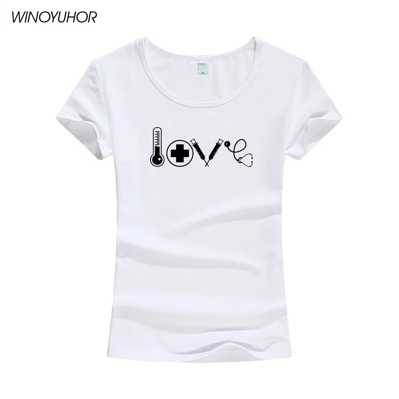 

2018 Newest Summer Women's T-shirt Love Nurse Gift T-Shirt Novelty Design Short Sleeve Cute Girl Doctor Medical Tops