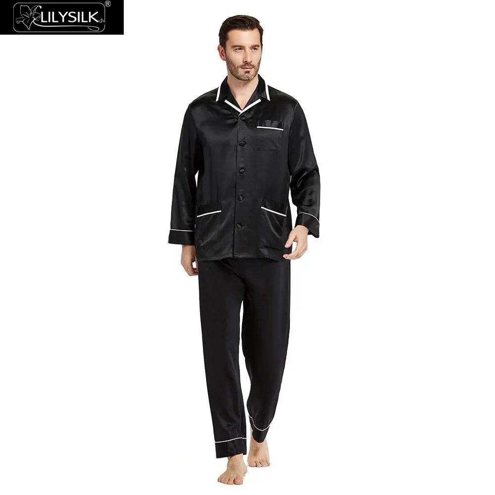 

LilySilk Pajamas Set for Men Pure 100 Silk 22 momme Most Comfortable Sleepwear Men's Clothing Free Shipping