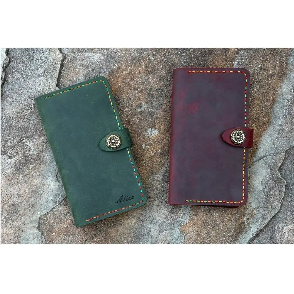 

Women girl genuine leather wallet for iPhone XS Max / red green real color leather phone wallet case for iphone XR iphone X 8 7