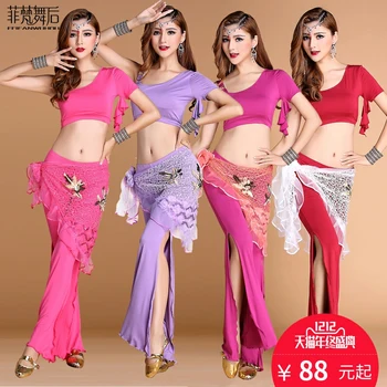 

2017 Rushed Time-limited Cotton Branded Dance Garments Belly Costume Set Professional For Women Bellydance Top+ Pants Ff115