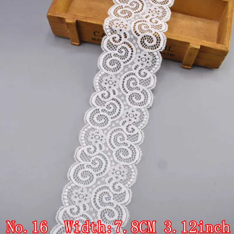 Elastic White Lace Ribbon African Lace Fabric Sewing Elasticity Embroidered Lace Trim Wedding Dress Clothing Accessories Ribbons - Цвет: No16  7.8CM 3.12inch