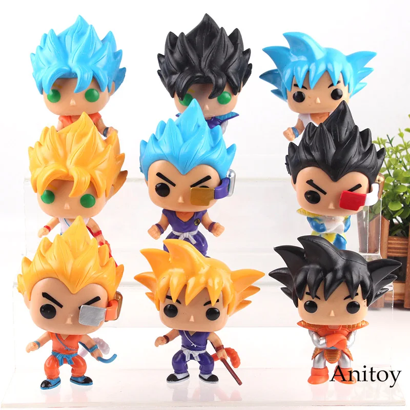 

Dragon Ball Z Action Figure Super Saiyan God Goku Vegeta Super Saiyan Blue Cute Mini Dolls PVC Collection Model Toy 9pcs/set
