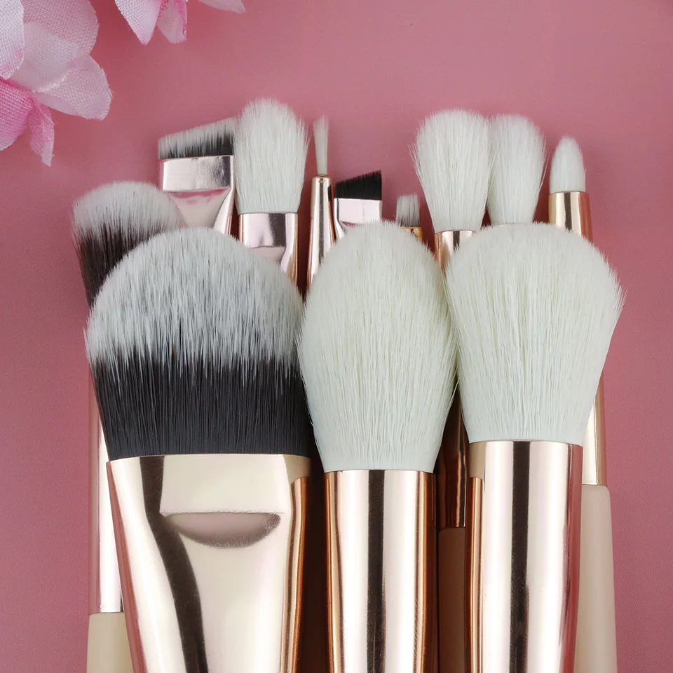 12pcs Rose Golden Natural Goat Hair Makeup brush set Makeup brush Foundation Eye shadow Blush Powder Highlighter Concealer
