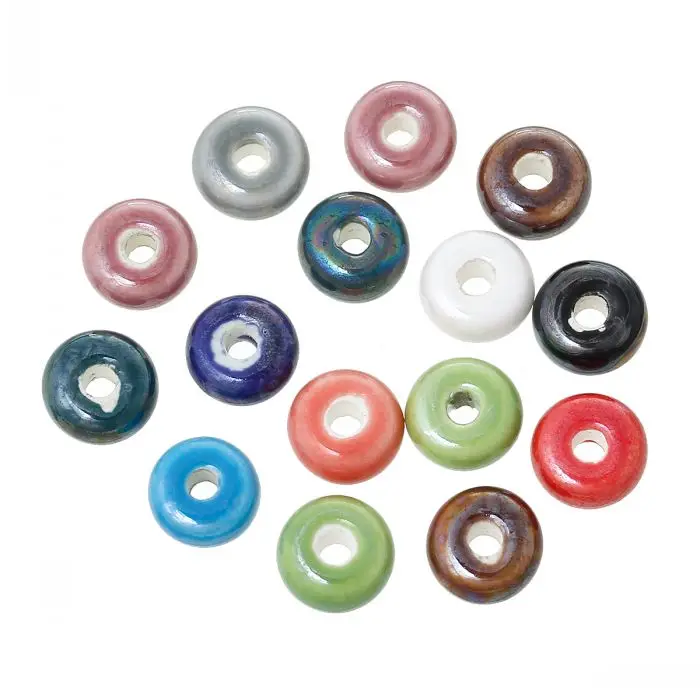 Buy new Ceramics Beads Round Mixed About 9mm Dia,Hole