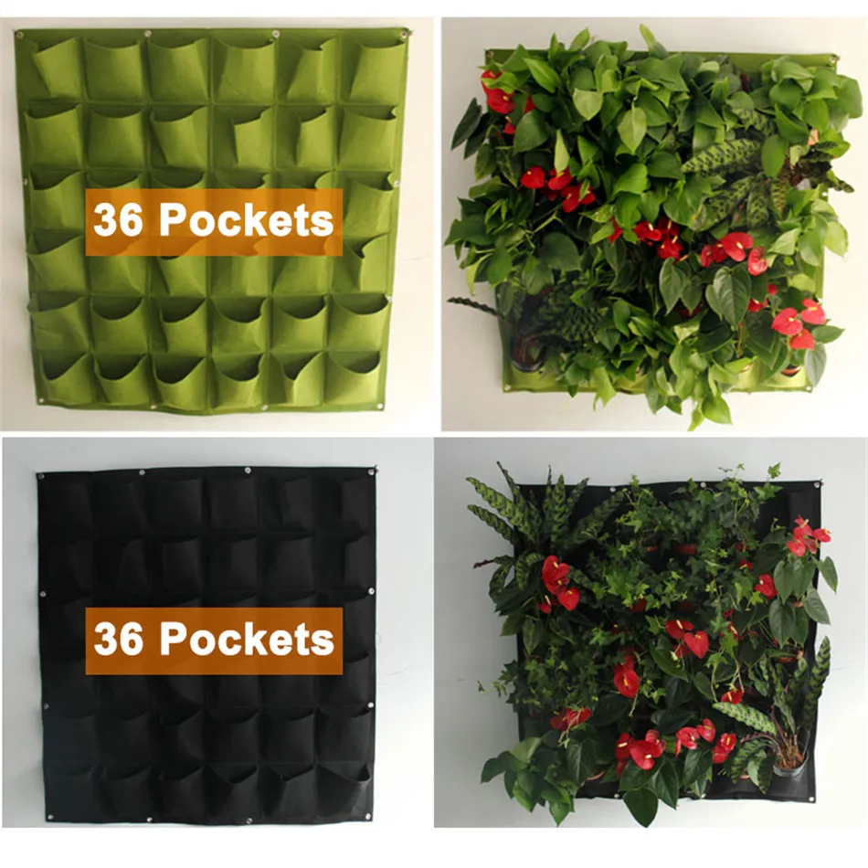 VOGVIGO Wall Hanging Planting Bonsai Bags Pockets Green Grow Bags Planter Vertical Garden Flowers Basket Liners Garden Pots
