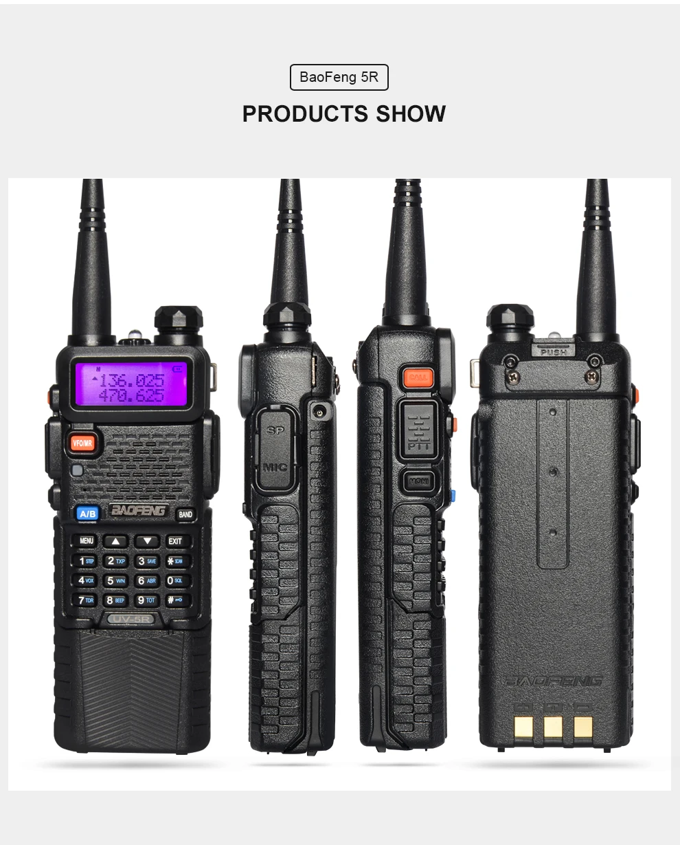 Baofeng UV-5R портативная рация 136-174 мГц 400-520 мГц Dual Band двухстороннее радио черный цвет аккумуляторной батареи 3800 мАч портативный ветчина CB радио