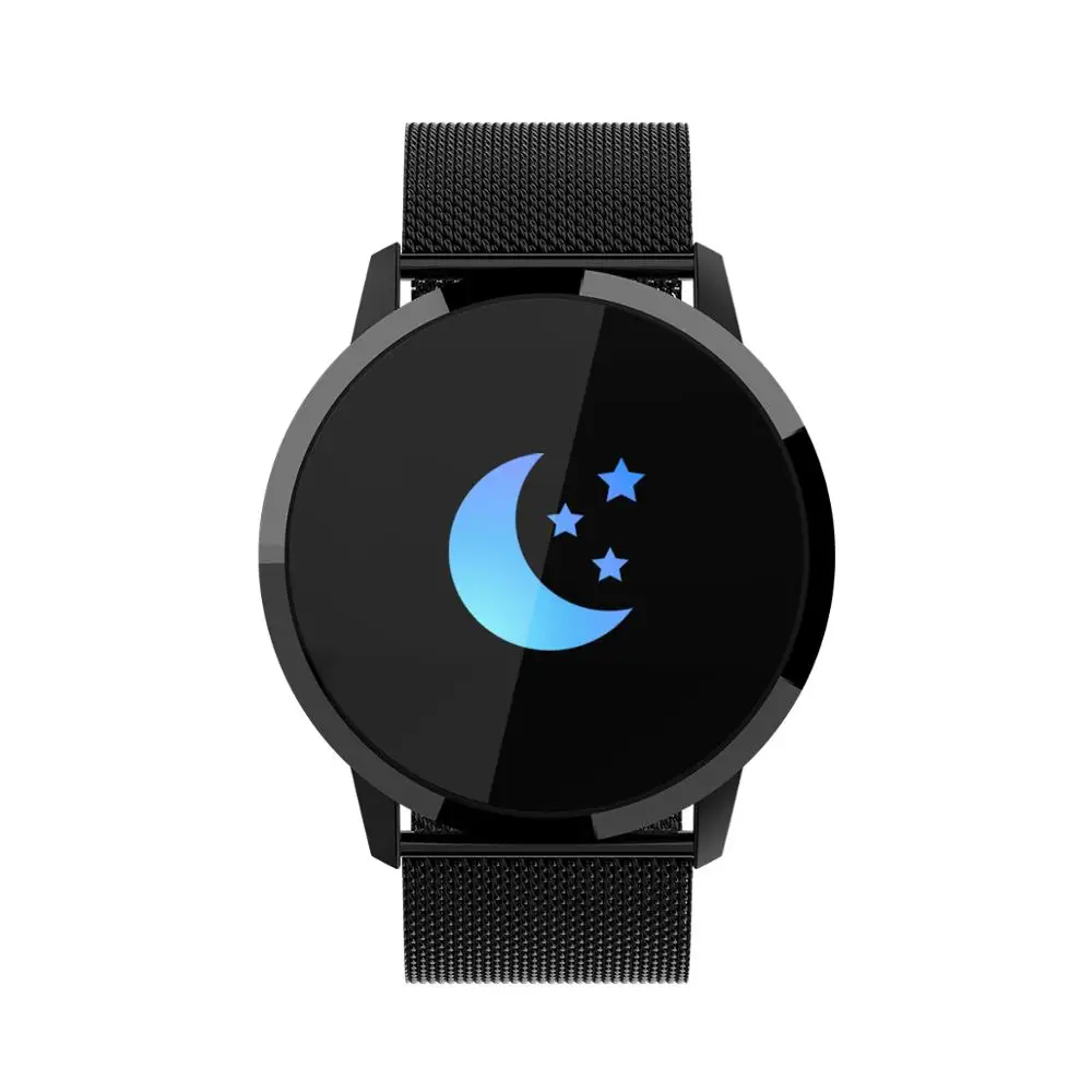 Новые умные часы Q8 с цветным экраном, модные женские Смарт-часы, фитнес-трекер, монитор сердечного ритма для huawei iphone - Цвет: black steel