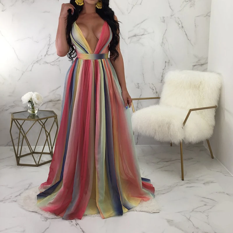 rainbow gown for women