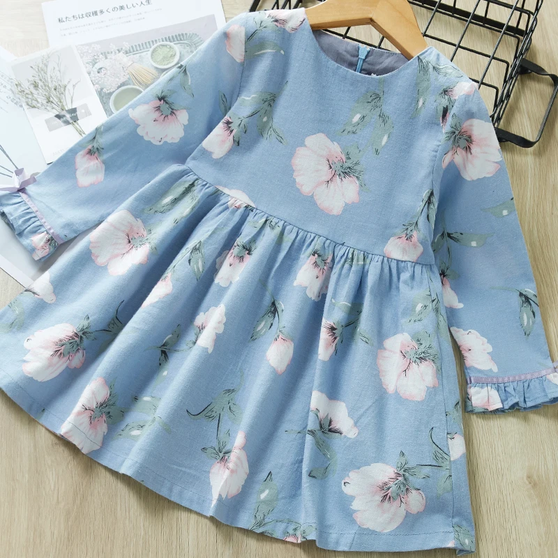 Girls Dress Autumn Casual Ruffles Long Sleeve Princess Dresses for Girl Kids Dress for 3 5 7 Years Children Clothes Spring