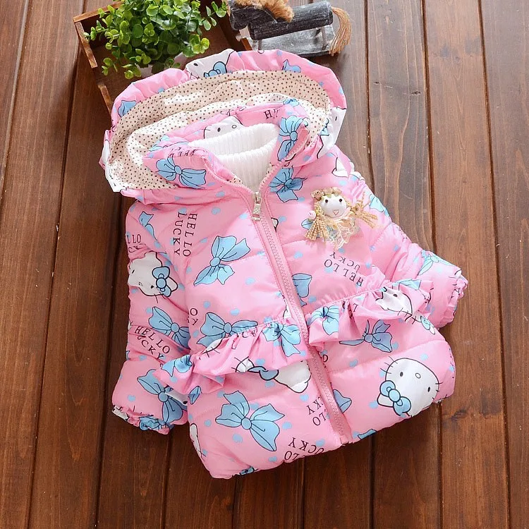 

baby girls kids autumn winter jacket Children outerwear kids warm outfits toddler cartoon cat hoodied children clothing