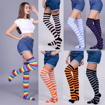 

Women Sexy Thigh High Over The Knee Stockings Women Lady Girl Over The Knee Socks Striped Thigh High Long Striped Stocking
