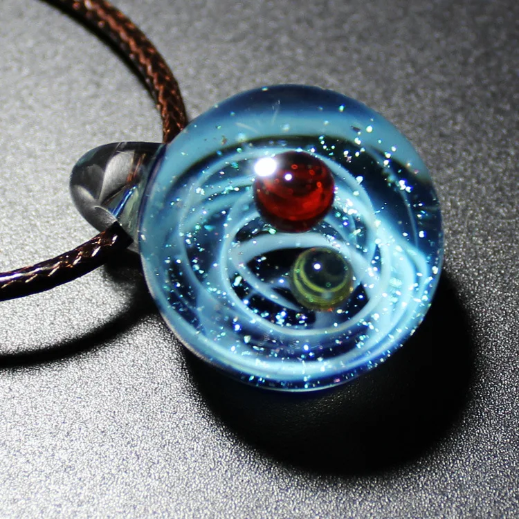 Ожерелье со стеклянными бусинами и планетами, Галактическая веревка, цепь, солнечная система, дизайнерское ожерелье для женщин, рождественский подарок, Прямая поставка - Окраска металла: 7