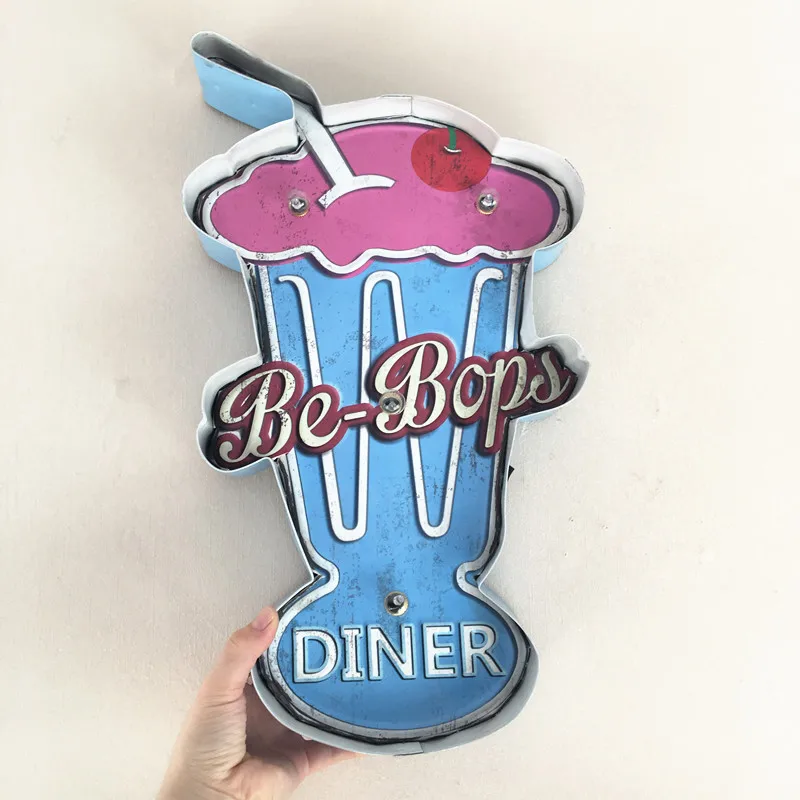 Be Bops DINER светодиодный неоновый металлический знак для бара паба магазина