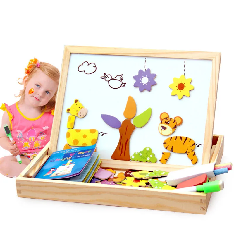 105+ шт деревянная магнитная головоломка игрушки животные доска для рисования обучающая игрушка подарок для детей
