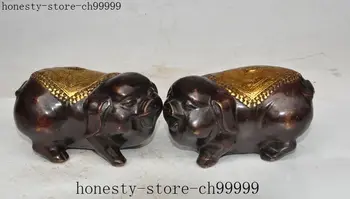 

chinese fengshui bronze gilt animal pig Swine Porcine lucky auspicious statue