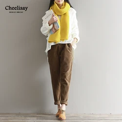 Plus Size S-3XL 2019 Women Corduroy Pants Autumn Winter Vintage Fashion Straight Trousers Casual Elastic Waist Harem Pants Girls Plus Size S-3XL 2019 Women Corduroy Pants Autumn Winter Vintage Fashion Straight Trousers Casual Elastic Waist Harem Pants Girls
