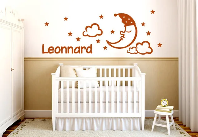 Customized Wall Art aliexpress : buy baby nursery wall stickers a sleeping moon Customized Wall Art aliexpress : buy baby nursery wall stickers a sleeping moon
