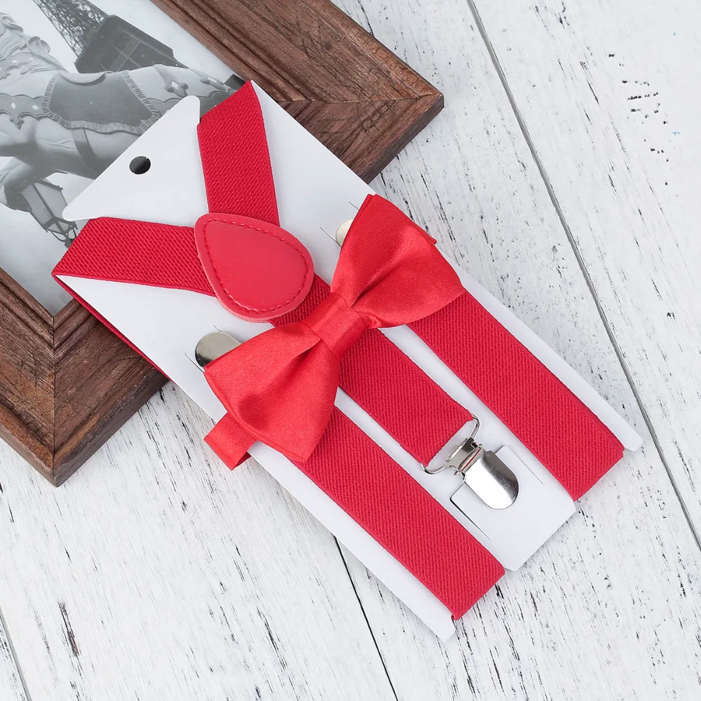 1 Sets Kids Suspenders And Bowtie Set Braces Elastic Y back For Baby