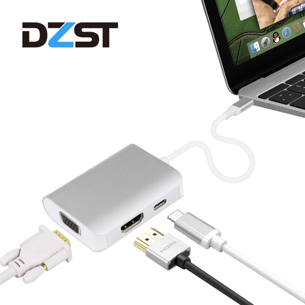 

DZLST Type C 3.1 Adapter USB C HUB Splitter HDMI 4K 30Hz VGA 1080P 60Hz With Type C PD Charging USB-C Dock For Laptop Macbook