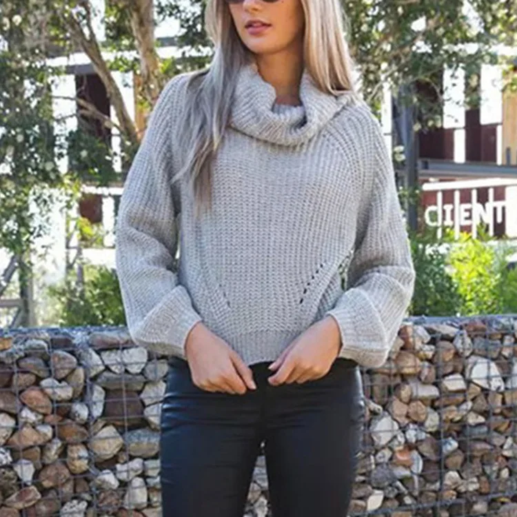 LOGAMI Turtleneck Women Sweaters Pullovers Autumn Winter Loose Knitting Sexy Short Pullover Jumper New Arrival Sweaters