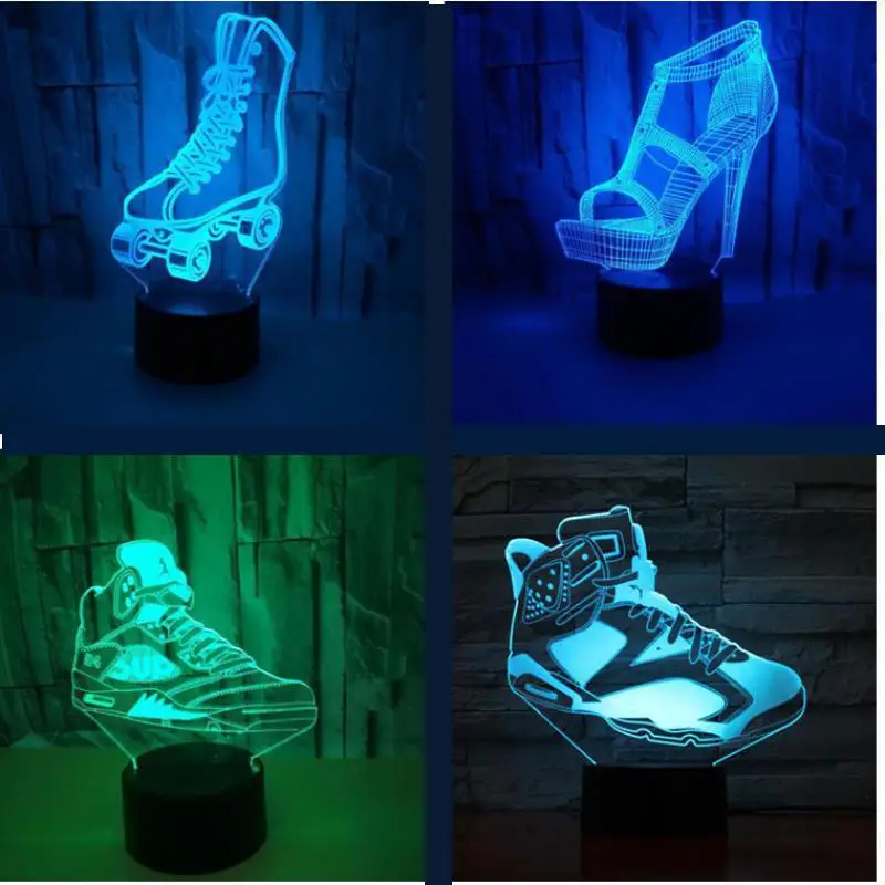 

Skates 3d Night Light Seven color Touch Led Visual Desk Lamp Light Gift Atmosphere Led Stereo Table Lamps For Living Room