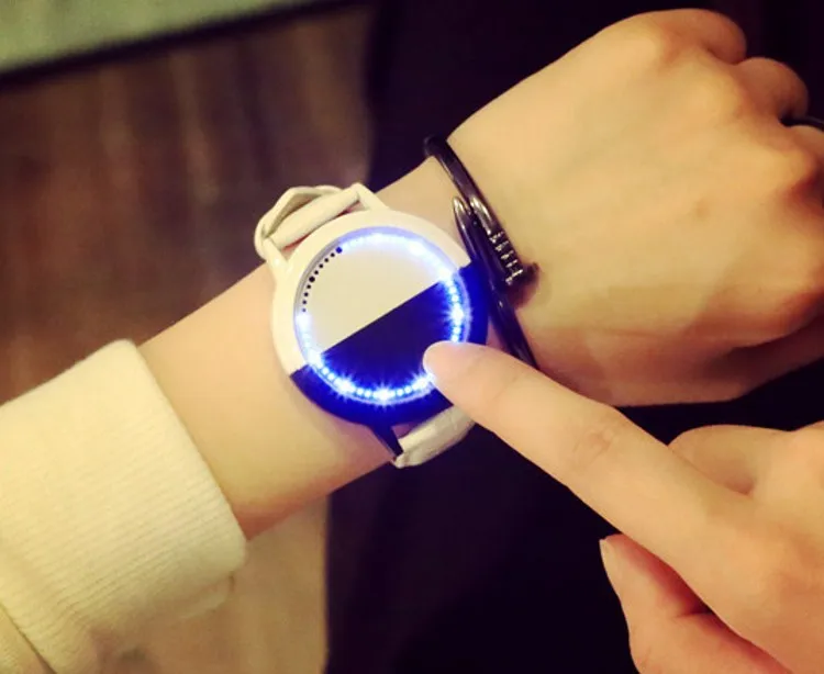 

Creative personality minimalist leather normal LED watch women couple watch men electronics casual watches students clock hours