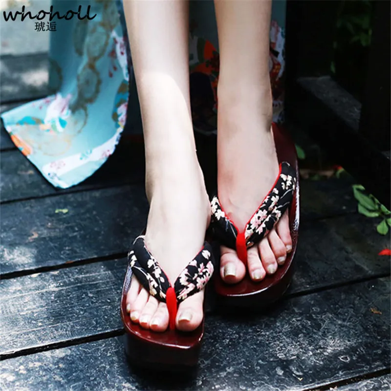 

WHOHOLL Original Geta Anime Coser Cosplay Costumes Geisha Naruto Kimono Japanese Geta Wooden clogs Slippers Women Flip-flops