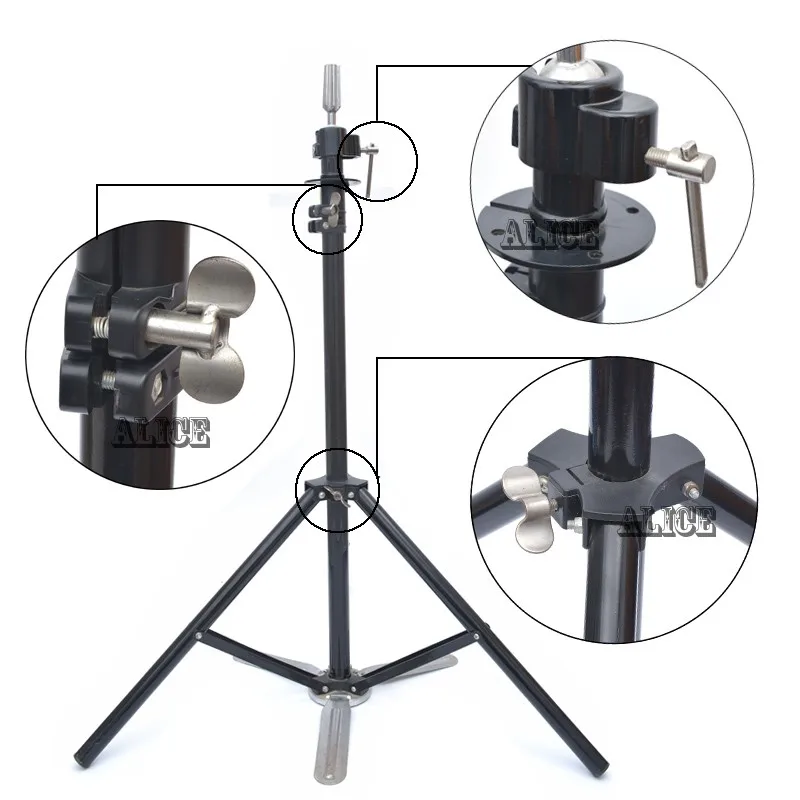 Steel Mannequin Tripod Stand Hair Salon Adjustable Tripod Wig Stand Hairdressing Training Head Clamp Holder