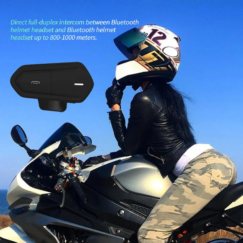 

Motorcycle Intercom Helmet Headsets Wireless Bluetooth Interphone Handsfree Waterproof Headset FM Radio Moto Headphone With Mic