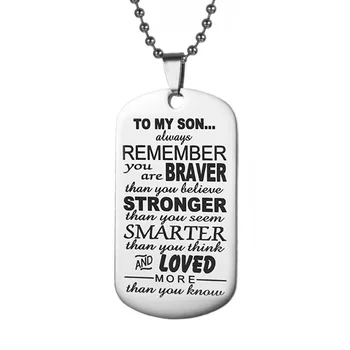 

To My Son necklace dog tag Stainless Steel Pendant Necklace Military Jewelry Gift birthday gift