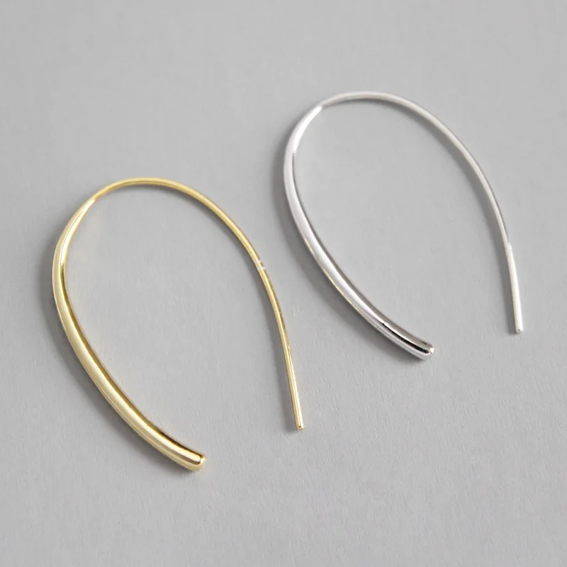 

New Fashion S925 pure silver earrings INS contracted joker U earrings for women female temperament gold 2019 gifts