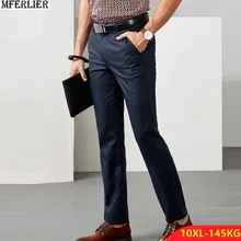 Мужские классические брюки, плотные Формальные Брюки, флисовые теплые деловые Большие размеры 8XL 9XL 10XL, зимние прямые штаны 5XL 50