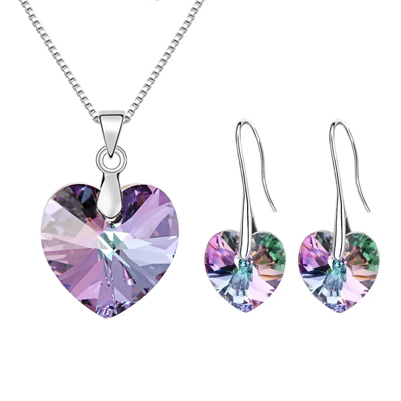 BAFFIN оригинальные кристаллы от Swarovski сердце кулон ожерелья висячие серьги Ювелирные наборы для женщин влюбленных подарок Прямая - Окраска металла: Crystal VL