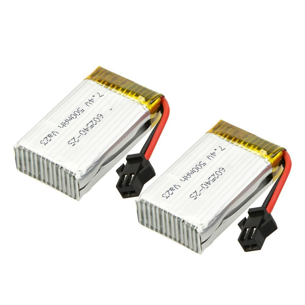 EBOYU 2pcs Original H8C-10 Drone Battery 7.4V 500mAh Li-po Battery for H8C DFD F183 F182 RC Quadcopter