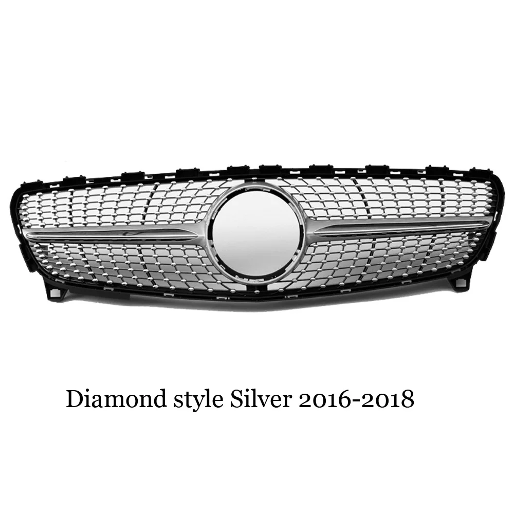 Front Grille GTR GT Grill Diamond AMG Style For Mercedes Benz A-Class W176 A180 A200 A260 A45 Car Styling Front Hood Mesh - Цвет: Diamond Silver 16-18