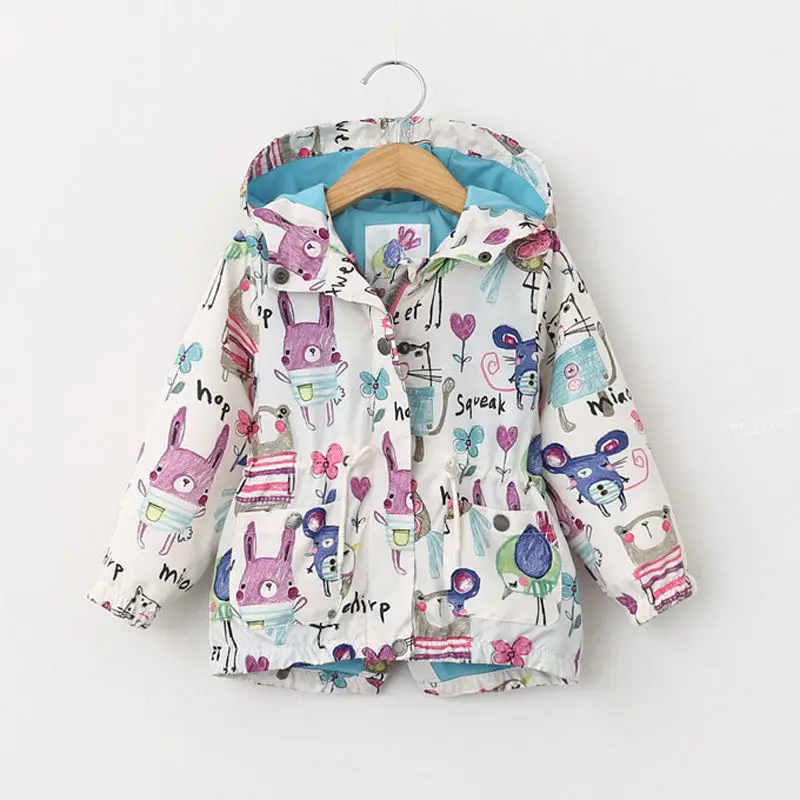 Spring Casual Painted Girls Jackets Hooded Outerwear For Girls Fashion Hand Kids Sunscreen Clothing 2017 Hot