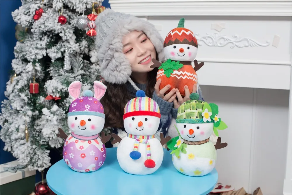 25 см kawaii всесезонный плюшевый снеговик игрушки милые рождественские маленькие куклы-Снеговики детские мягкие подарки на день рождения
