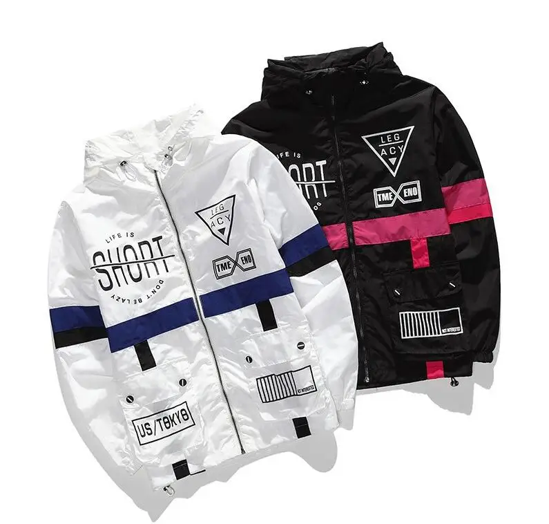 Spring Autumn Men Windbreaker Jacket New Fashion Thin Zipper Casual Jacket Mens Outwear Anorak US SIZE