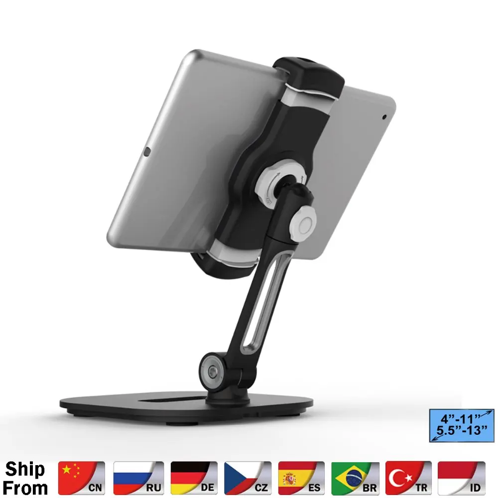 

Multifunction 360 Rotation 4-13 inch Tablet PC Stand/ Mobile Phone Holder Metal Base Universal Foldable Lazy Tablet Support 204D