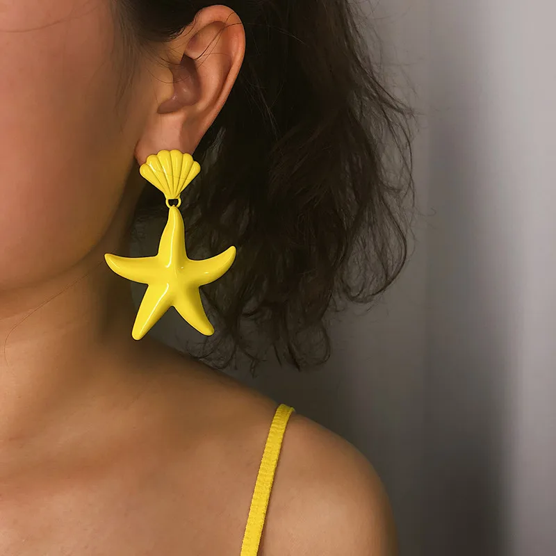 

Fashion Earrings for Women 2019 Statement Boho Dangle Earrings Pink/Yellow/White/Gold/Silver Star Earrings Summer Jewelry