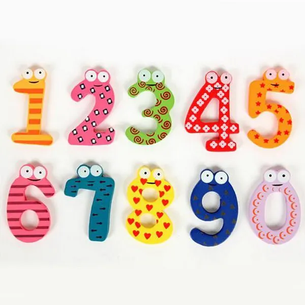 

10 Pieces Wooden Fridge Magnet Kids Math Toys Cartoon Animal Numbers Educational Number Learning Toys For Baby Gift P0