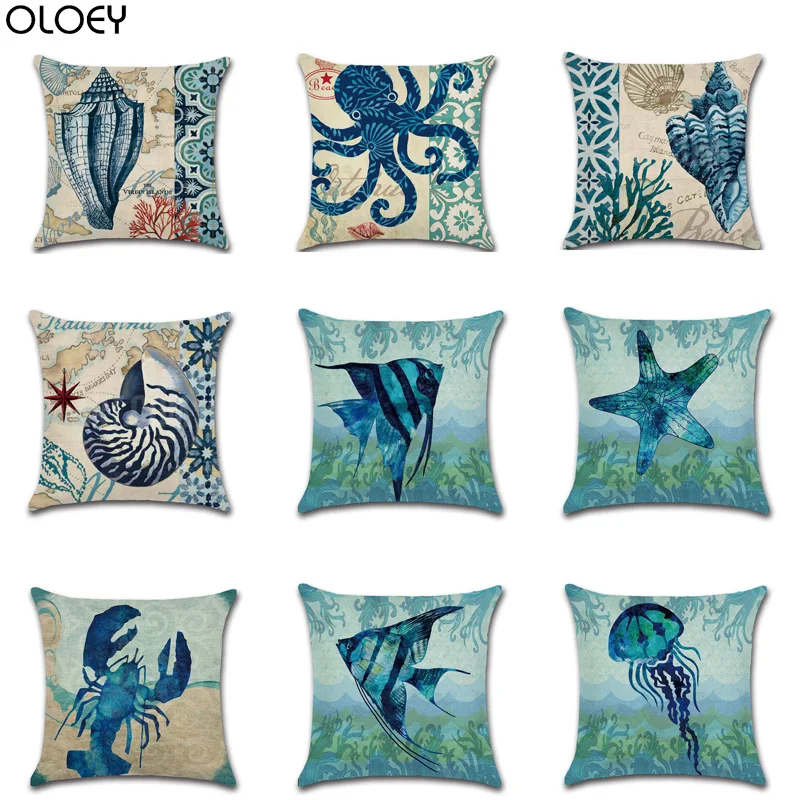 

OLOEY 1PC New Marine Large Animal Series Turtle Seahorse Starfish Pillowcase Home Simple Non-toxic Environmental Protection