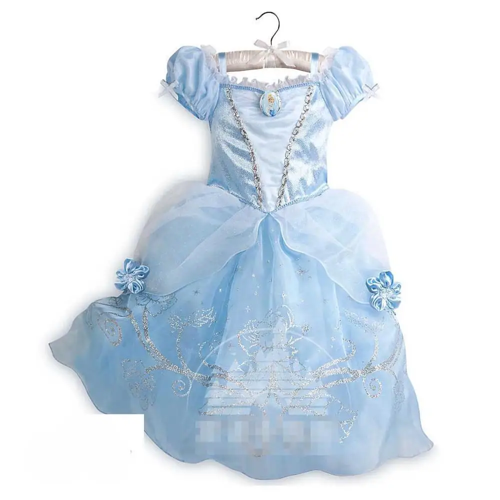 PaMaBa Детские Красавица и чудовище костюм для девочек От 2 до 8 лет Маленькая Принцесса Белль "Золушка платье Авроры Для летних вечеринок платья для девочек - Color: Cinderella Dress