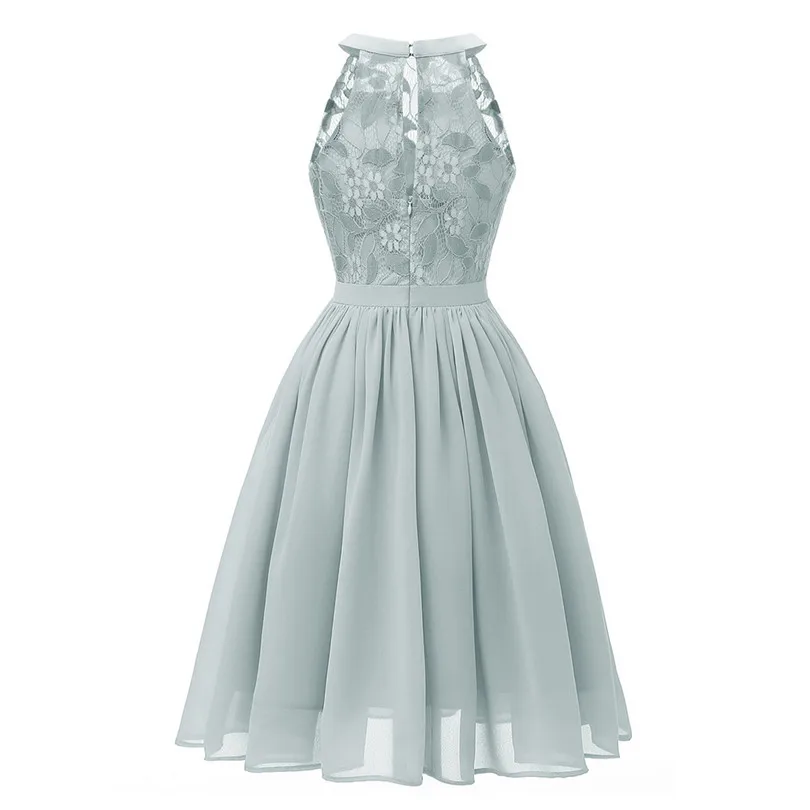   Women Summer Vintage Princess Floral Lace Dress Cocktail Elegant Dress Neckline Party Aline Mini Swing Dress#4M11 (10)