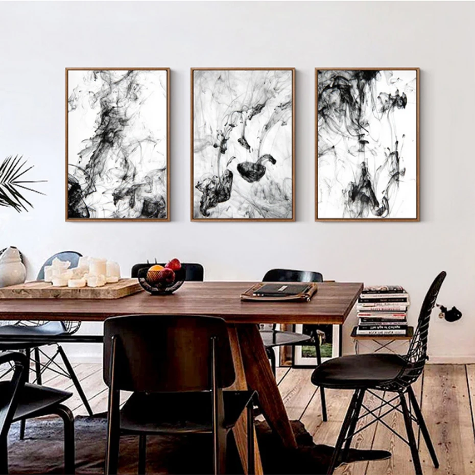 Динамические абстрактные чернила холст картины китайский черный белый плакат печать скандинавские стены Искусство картина для гостиной домашний офис Декор