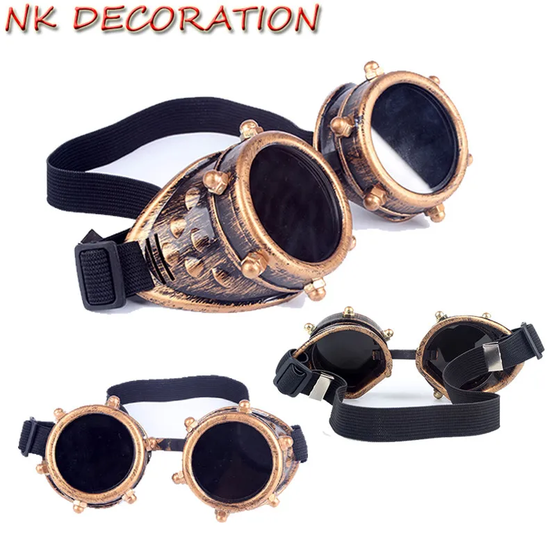 nk decoration vintage goggles steampunk glasses punk gothic bronze victorian rivets sunglasses for halloween carnival party