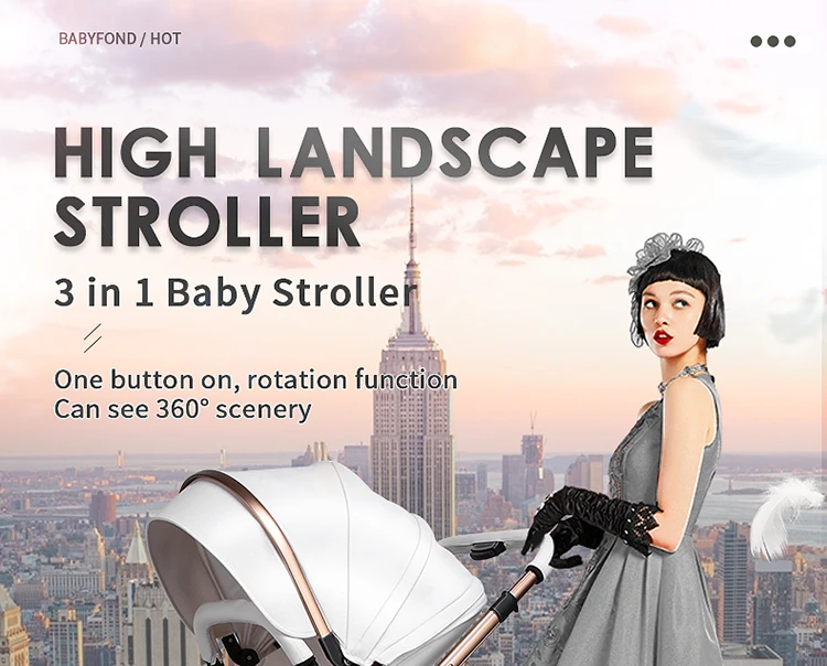 3 в 1 детская коляска, Высококачественная детская коляска из искусственной кожи, экологичный прочный светильник, детская коляска, костюм для новорожденных 0-3 лет